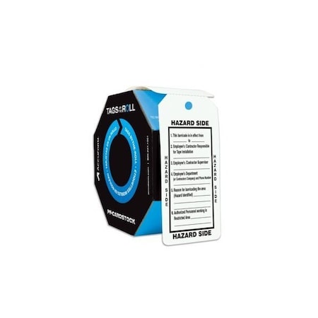 Accuform Tags By-The-Roll, Safe Side Barricade Danger, PF-Cardstock, 100/Rl TAR312